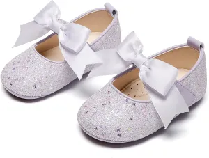 Kiderence Baby Girls Prewalker Mary Jane Flats Bowknot Princess Dress Shoes (Infant/Toddler)