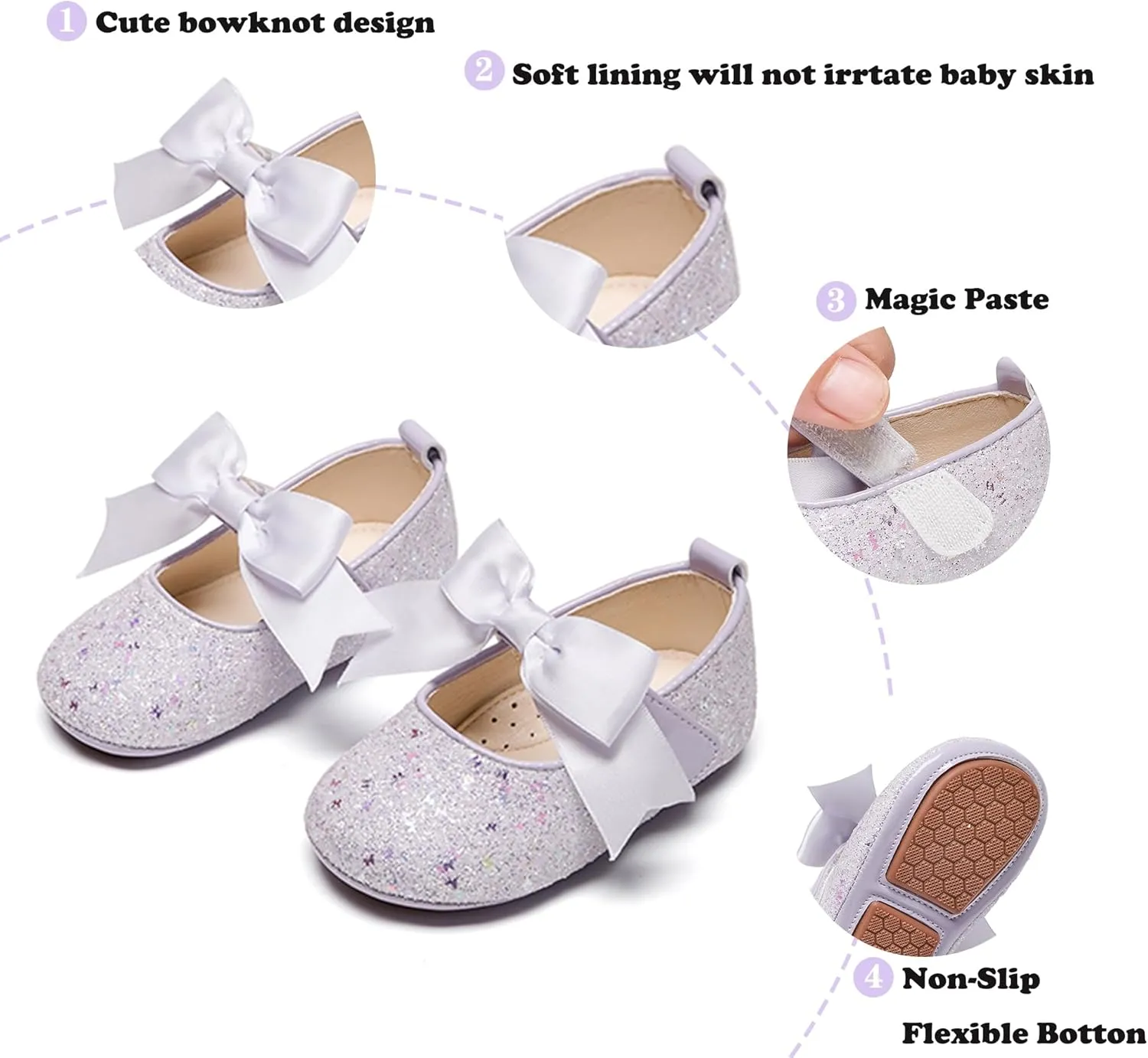 Kiderence Baby Girls Prewalker Mary Jane Flats Bowknot Princess Dress Shoes (Infant/Toddler)