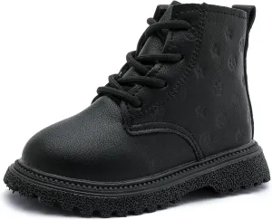 Kids Ankle Boots with Side Zipper Lace Up for Toddler Littel Kid Boys and Girls for Outdoor Play and Everyday Wear