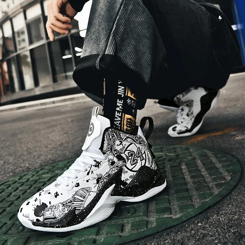 Kids Basketball Shoes, Leather Trendy Casual Sports Basketball Shoes Breathable Comfortable Boys Sneakers for Little Kids/Big Kids and Adult