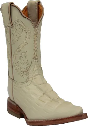 Kids Crocodile Alligator Print Western Cowboy Leather Boots Toddler Little Kid