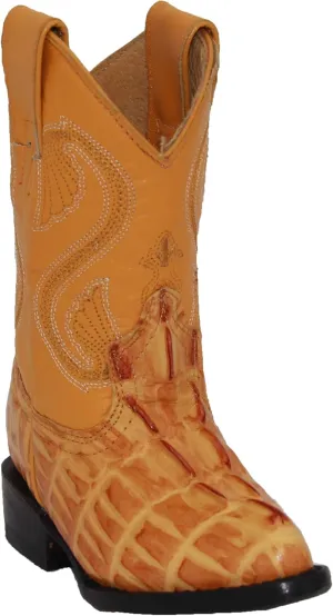 Kids Crocodile Alligator Print Western Cowboy Leather Boots Toddler Little Kid