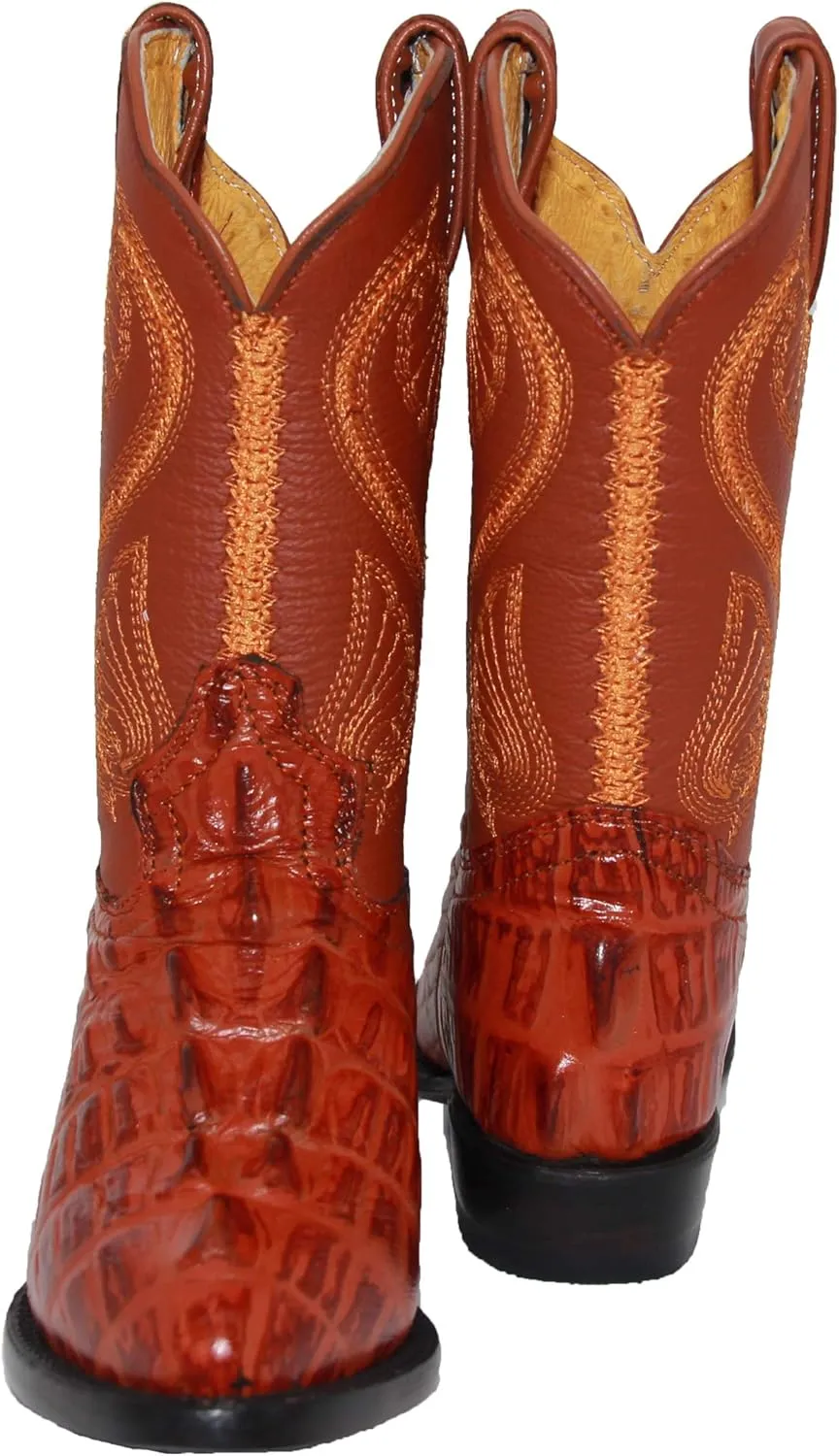 Kids Crocodile Alligator Print Western Cowboy Leather Boots Toddler Little Kid
