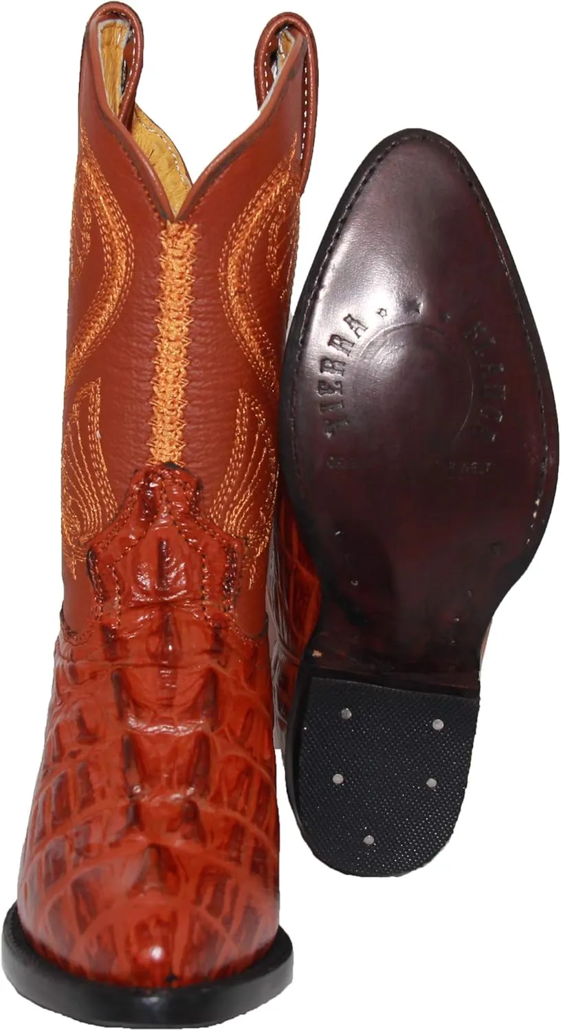 Kids Crocodile Alligator Print Western Cowboy Leather Boots Toddler Little Kid