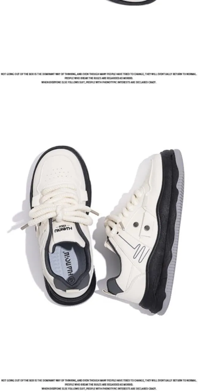 Korean Chunky White Sneakers | Kawaii Academy Style | Cloud Sole & Hidden Heel Lift | Comfortable Dad Shoes for Women | Trendy Outfit | Gift for Daughter | Travel-Friendly