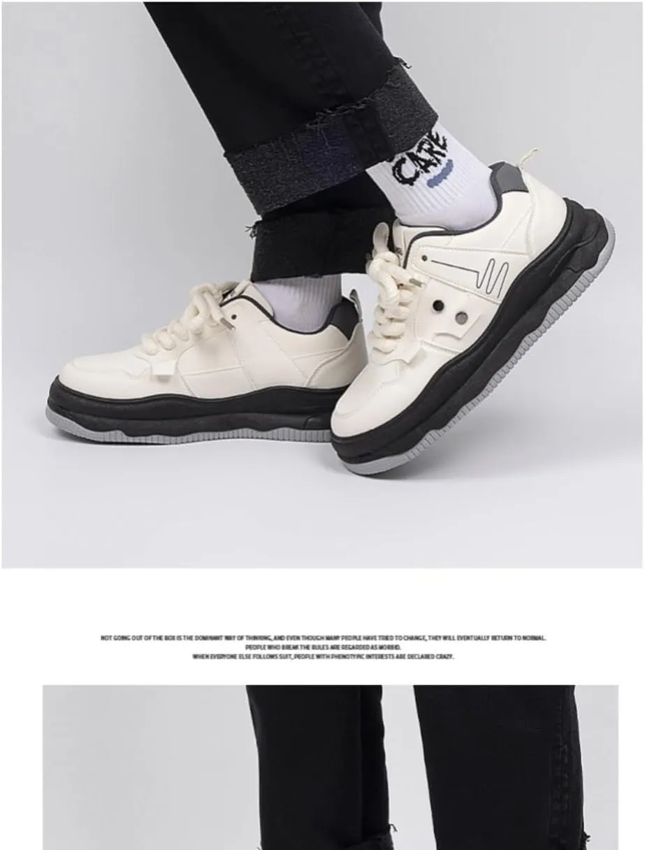 Korean Chunky White Sneakers | Kawaii Academy Style | Cloud Sole & Hidden Heel Lift | Comfortable Dad Shoes for Women | Trendy Outfit | Gift for Daughter | Travel-Friendly