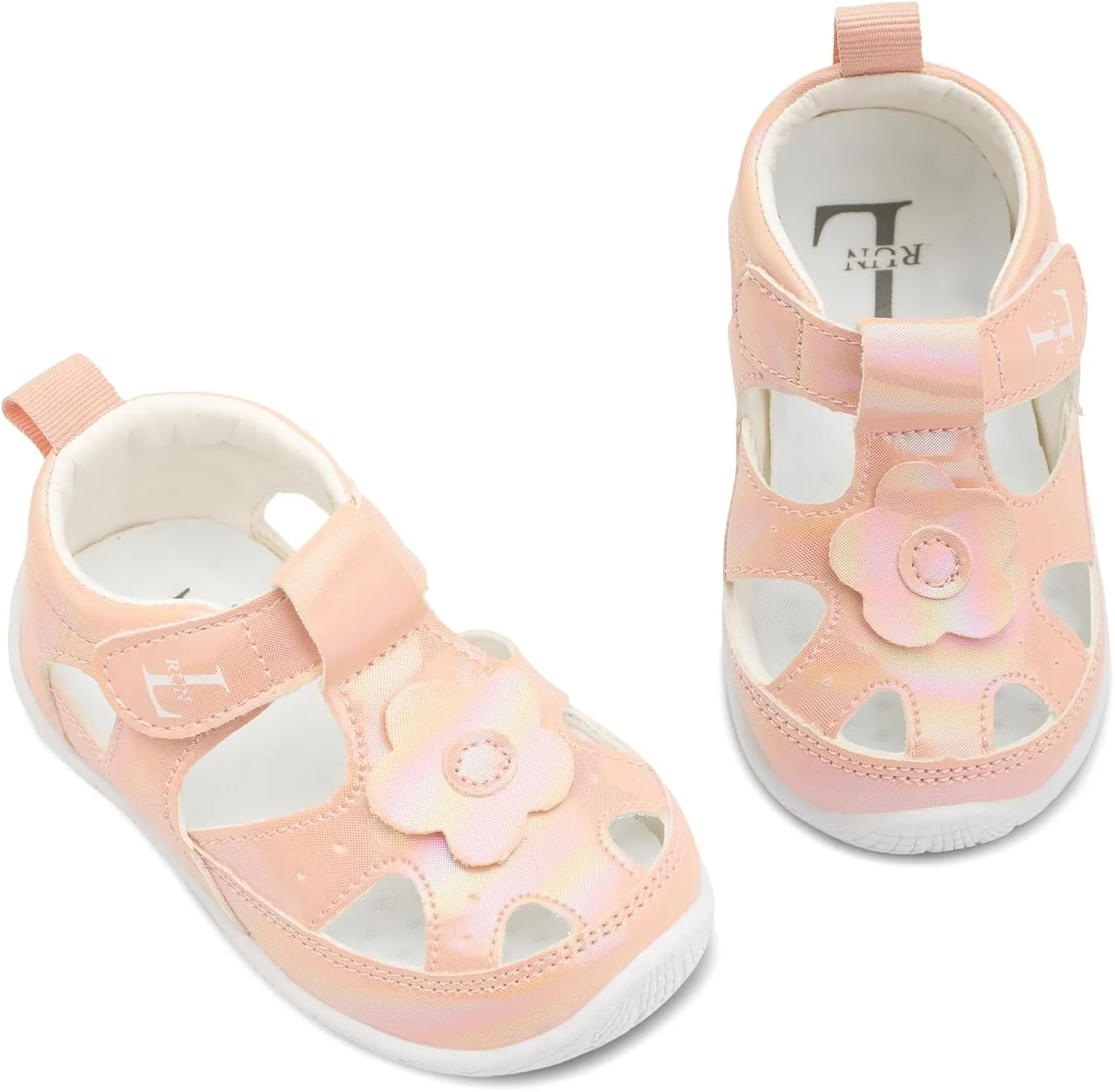 L-RUN Toddler Mary Jane Shoes Girls Casual Barefoot Sandals Breathable Princess Dress Flats Non-Slip Rubber Sole Infant First Walker Shoes for Outdoor Indoor
