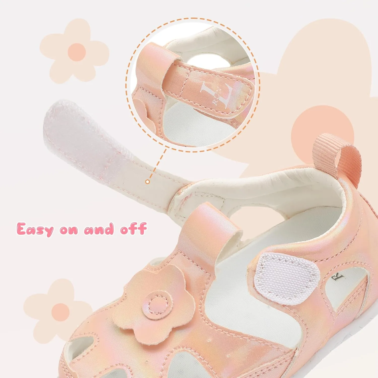 L-RUN Toddler Mary Jane Shoes Girls Casual Barefoot Sandals Breathable Princess Dress Flats Non-Slip Rubber Sole Infant First Walker Shoes for Outdoor Indoor