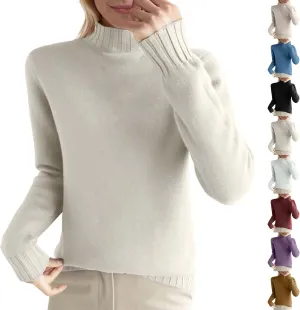 Ladies Fall Sweaters Trendy 2024 Casual Long Sleeve Mock Neck Pullovers Womens Knit Fitted Basic Sweater