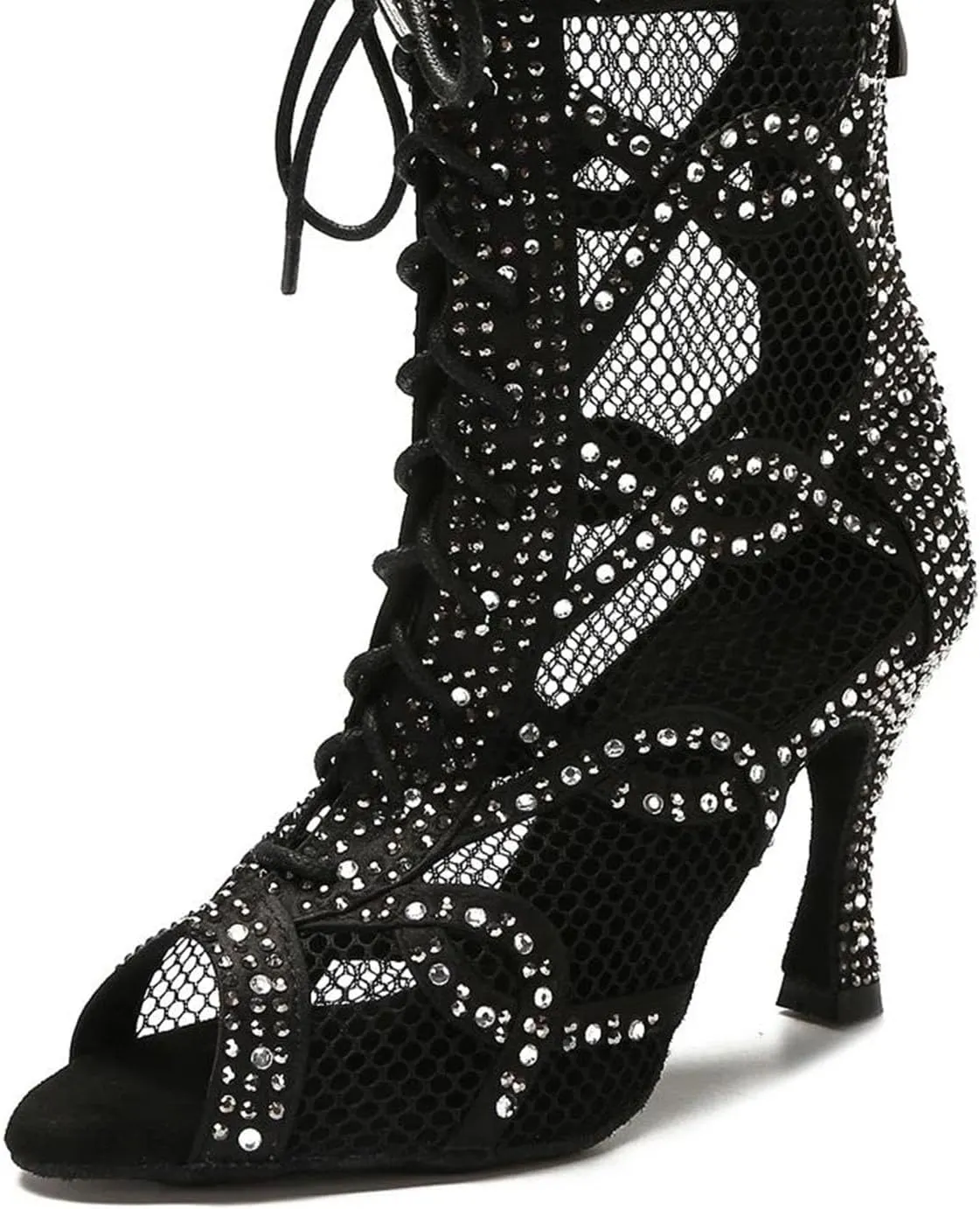 Ladies Mesh Panel Performance Boots - Adjustable Laces for Dynamic Dance Rehearsals (7.5CM/2.95")