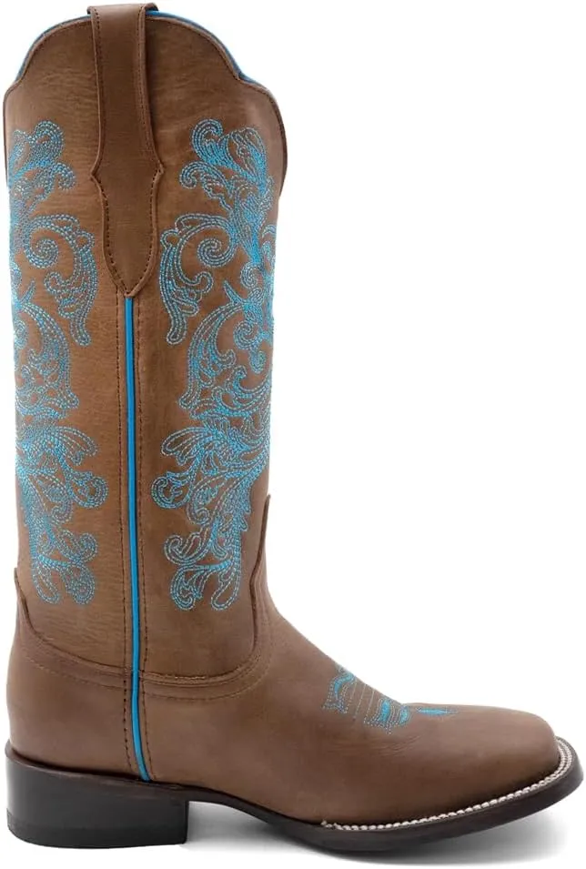 Ladies Ostrich Leg Snip 12in BRN Boots 8.5