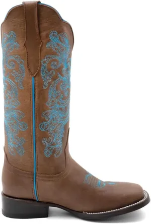 Ladies Ostrich Leg Snip 12in BRN Boots 8.5