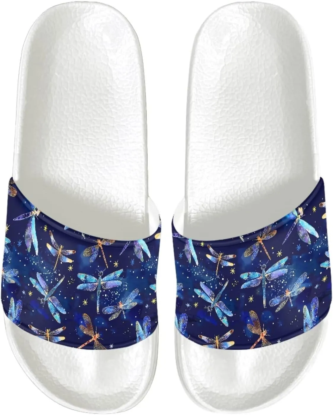 Ladies Pillow House Slide Sandals Open Toe White Flat Shoes Ultra Cushion Sandals Single Band Bath Shower Shoes Travel-friendly Flip Flops