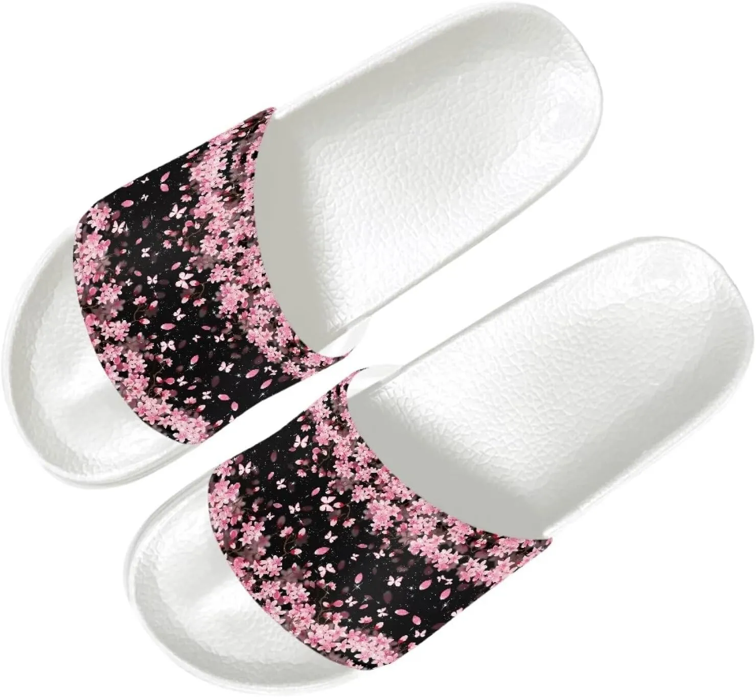 Ladies Pillow House Slide Sandals Open Toe White Flat Shoes Ultra Cushion Sandals Single Band Bath Shower Shoes Travel-friendly Flip Flops