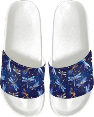 Ladies Pillow House Slide Sandals Open Toe White Flat Shoes Ultra Cushion Sandals Single Band Bath Shower Shoes Travel-friendly Flip Flops