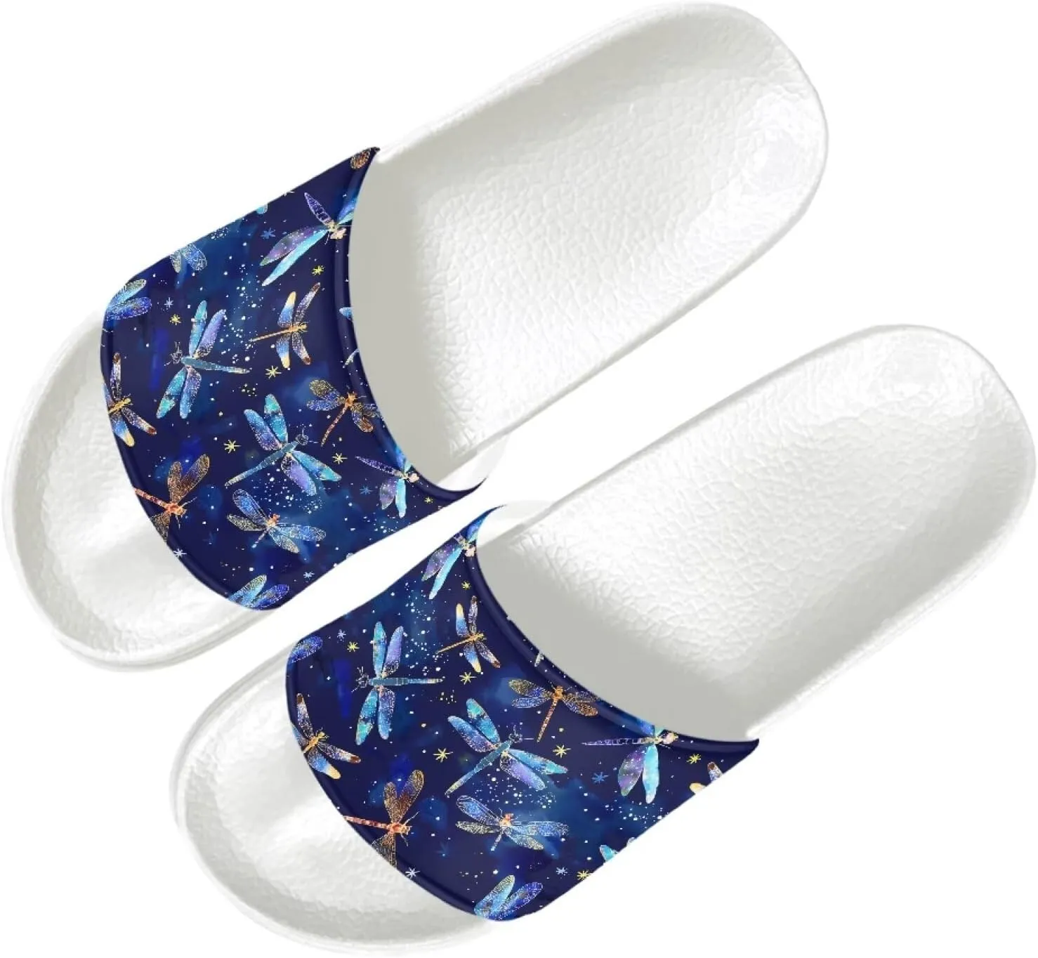 Ladies Pillow House Slide Sandals Open Toe White Flat Shoes Ultra Cushion Sandals Single Band Bath Shower Shoes Travel-friendly Flip Flops