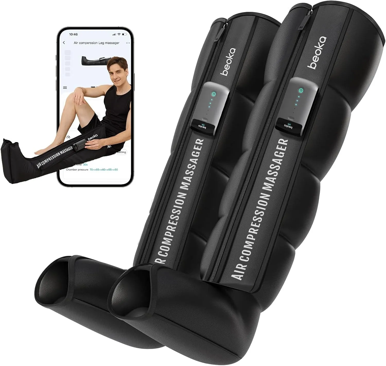Leg Massager for Circulation and Pain Relief, FSA or HSA Eligible Leg Recovery System, Cordless Air Compression Boots with 3 Modes 5 Intensities for Athletes Runners and Travelers-S