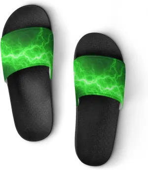 Lightning PVC Home Slippers Man Women Non Slip Bath Open Toe Shoes Lightweight Indoor Sandals Summer Beach Slides