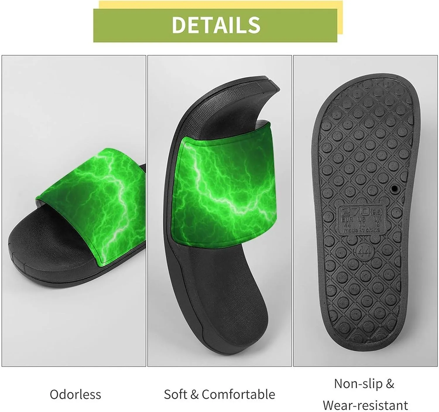 Lightning PVC Home Slippers Man Women Non Slip Bath Open Toe Shoes Lightweight Indoor Sandals Summer Beach Slides