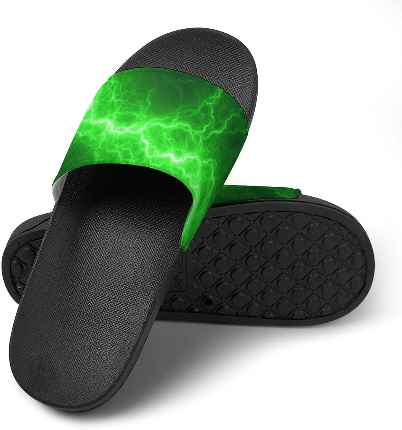 Lightning PVC Home Slippers Man Women Non Slip Bath Open Toe Shoes Lightweight Indoor Sandals Summer Beach Slides