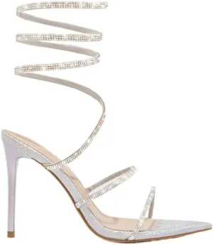 LISHAN Women's Pointed Toe Rhinestones For Party Prom Ankle Strap