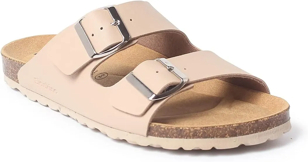 Marbella Two Strap Bio Sandals for Women - Sustainable, Eco Friendly, Vegan Leather Sandals. Recycled Upper, Comfy Insole, Cork Midsole, EVA Sole. Made in Spain