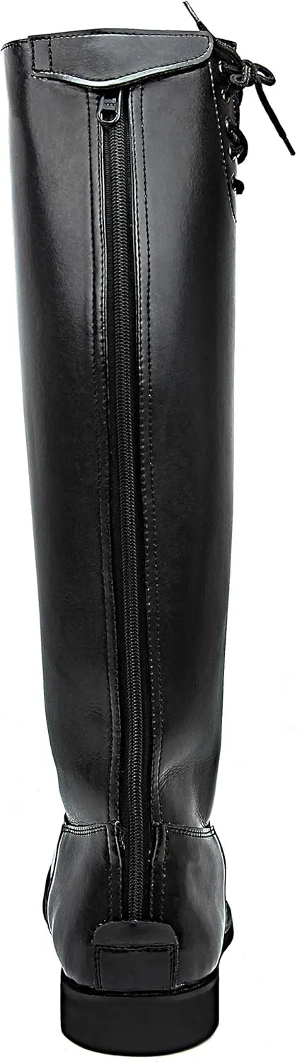 MB-2 Men's Mens Motorcycle Police Patrol Leather Tall Knee High Riding Boots Color Black