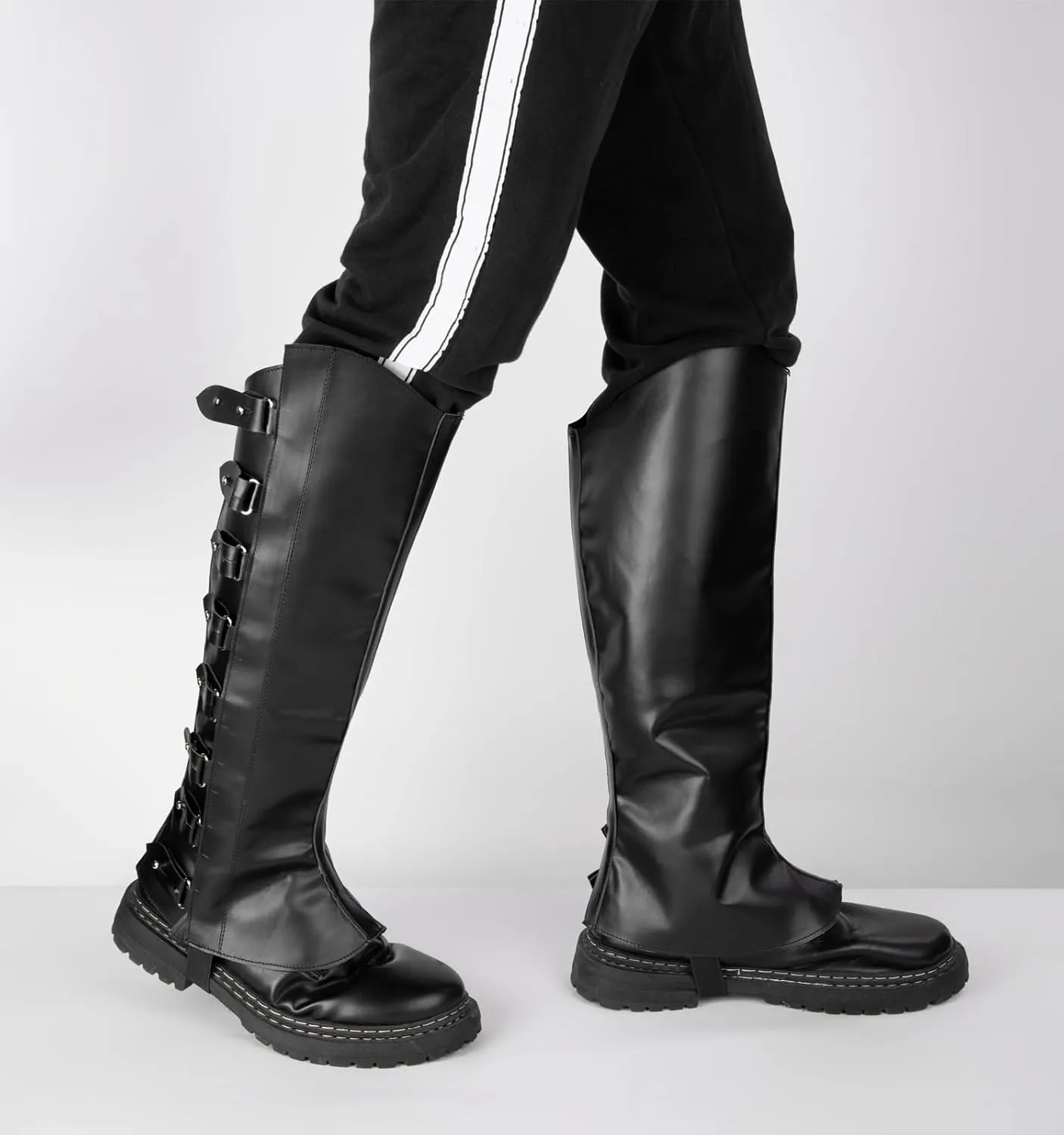 Medieval Boot Cover Men Faux Leather Pirate Renaissance Boot Covers for Halloween Cosplay Costume