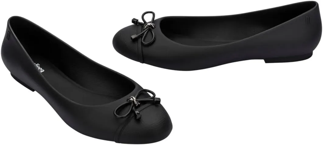 Melissa Doll V Jelly Flats for Women - Soft & Flexible Ballet Flats for Women, Bow Applique, Slip-on Closed-Toe Jelly Shoes