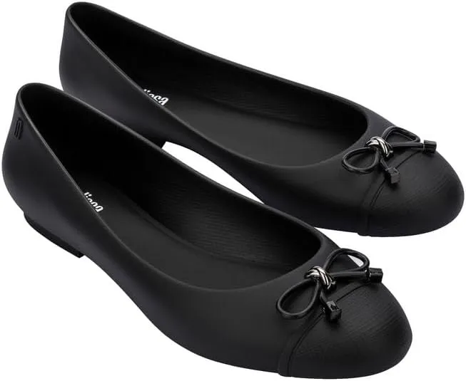 Melissa Doll V Jelly Flats for Women - Soft & Flexible Ballet Flats for Women, Bow Applique, Slip-on Closed-Toe Jelly Shoes