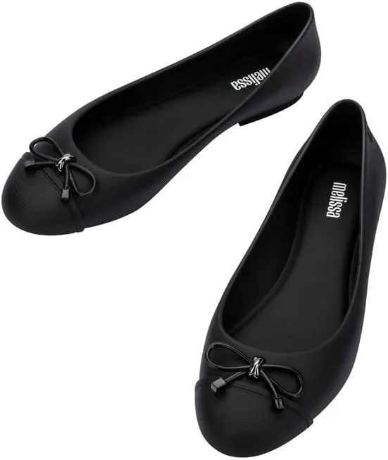 Melissa Doll V Jelly Flats for Women - Soft & Flexible Ballet Flats for Women, Bow Applique, Slip-on Closed-Toe Jelly Shoes
