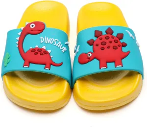 MEMON Toddler Little Kids Dinosaur Beach/Pool/Shower Slides/Anti-Skid Home Bath Slippers/Cute Summer Outdoor Shoes for Girls and Boys