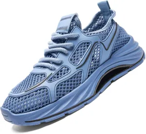 Men's Breathable Mesh Running Shoes - Lightweight Trail Walking Sneakers with Quick-Dry Drainage Holes & Anti-Slip Cushioned Sole Comfort-Fit Design for Outdoor Hiking Gym Training and Casual Wear