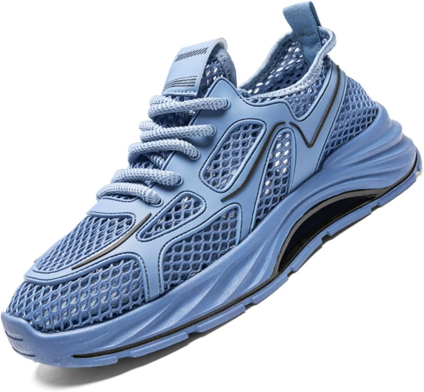 Men's Breathable Mesh Running Shoes - Lightweight Trail Walking Sneakers with Quick-Dry Drainage Holes & Anti-Slip Cushioned Sole Comfort-Fit Design for Outdoor Hiking Gym Training and Casual Wear