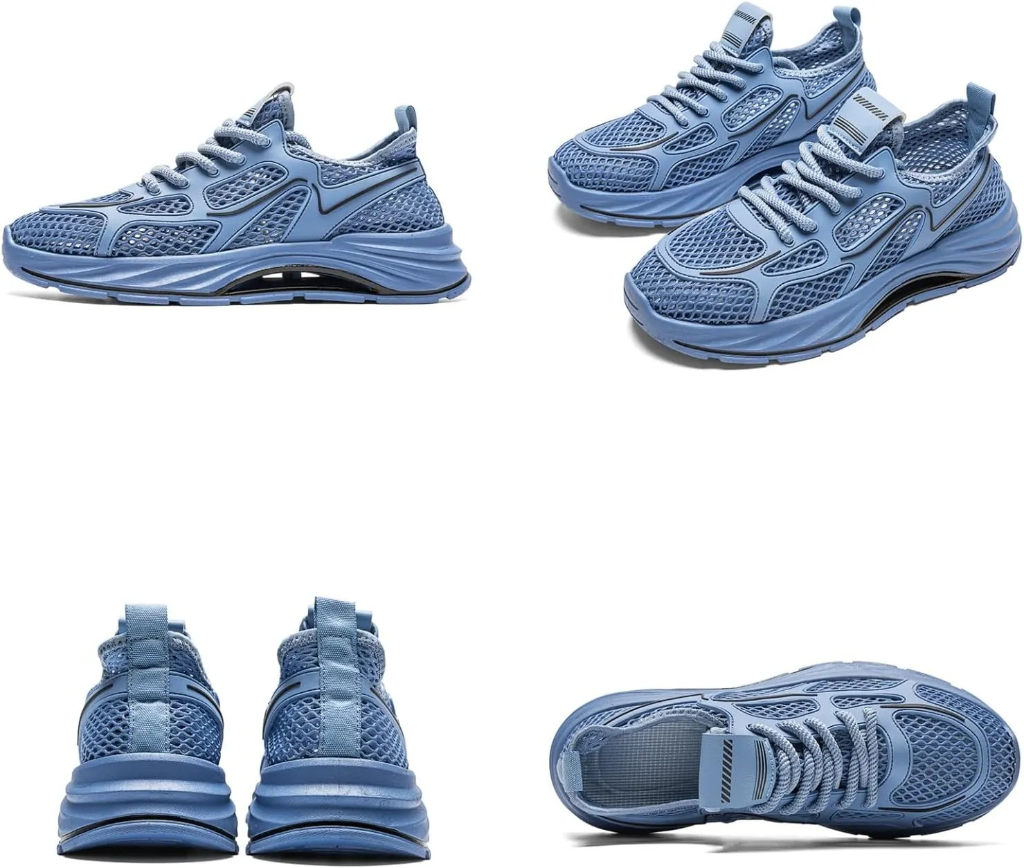 Men's Breathable Mesh Running Shoes - Lightweight Trail Walking Sneakers with Quick-Dry Drainage Holes & Anti-Slip Cushioned Sole Comfort-Fit Design for Outdoor Hiking Gym Training and Casual Wear
