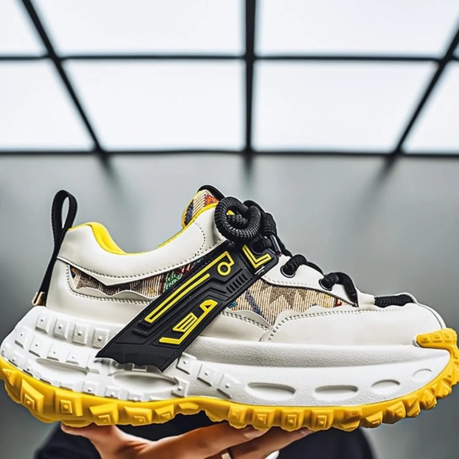 Men's Fashion Leather Lace Up Platform Sneakers Casual Round Toe Low Top Walking Running Sport Shoes for Daily Commutes