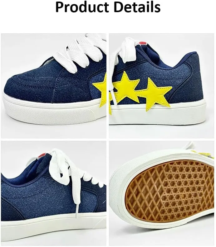 Men's Fashion Star Sneaker Lace Up Low Top - Fashion Star-Embossed Casual Comfortable Walking Shoes