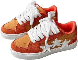 Men's Fashion Star Sneaker Lace Up Low Top - Fashion Star-Embossed Casual Comfortable Walking Shoes