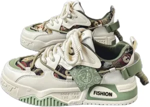 Men's Fashion Street Style Skateboard Shoes, Low-Top Lace-Up Casual Sneakers for All Seasons