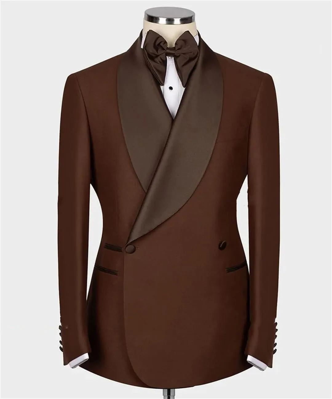 Men’S High-End Casual Single Breasted Suit Set with Straight Fit Pants Zipper Fly Formal Wedding Tuxedo