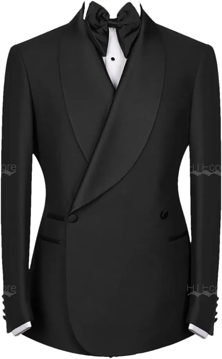 Men’S High-End Casual Single Breasted Suit Set with Straight Fit Pants Zipper Fly Formal Wedding Tuxedo