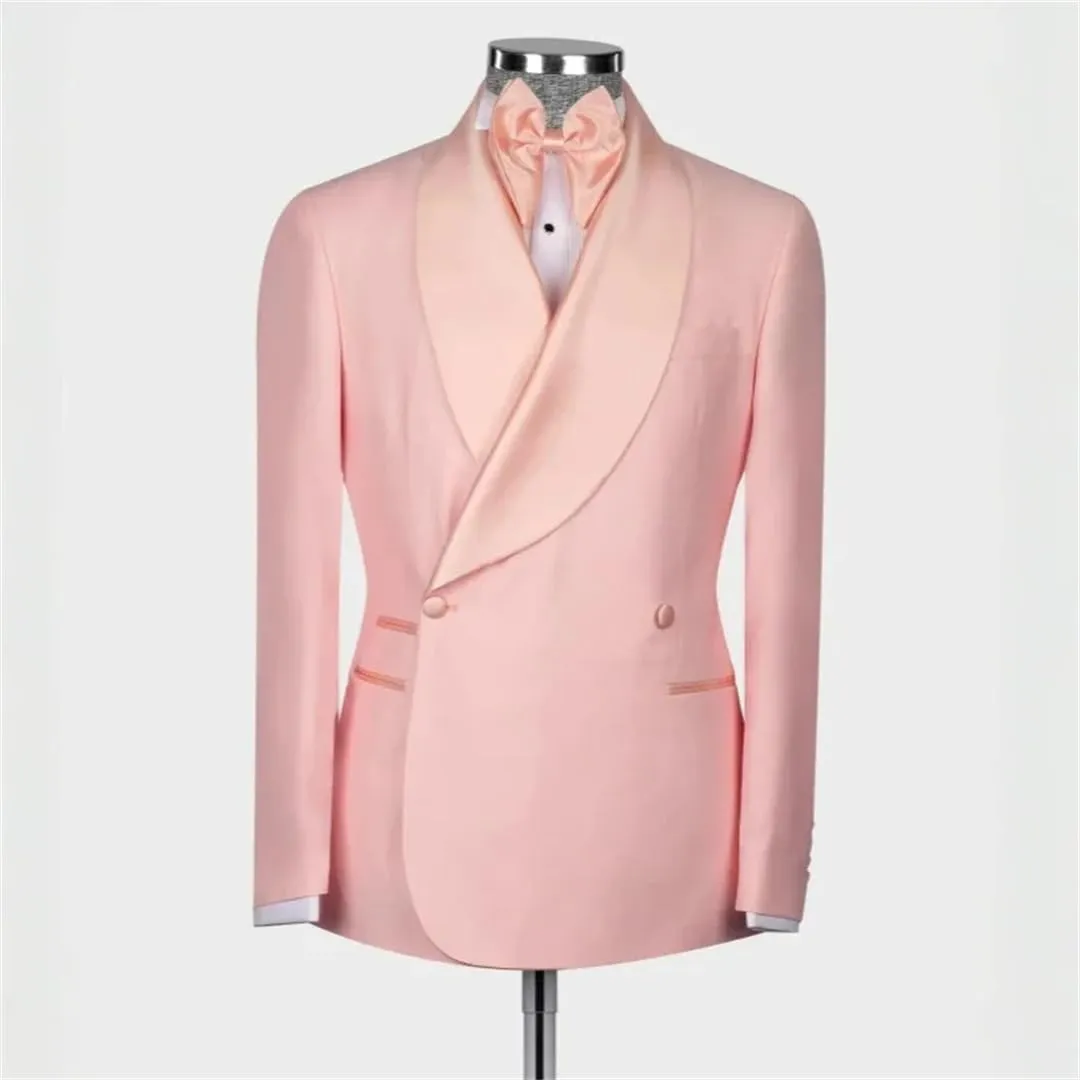 Men’S High-End Casual Single Breasted Suit Set with Straight Fit Pants Zipper Fly Formal Wedding Tuxedo