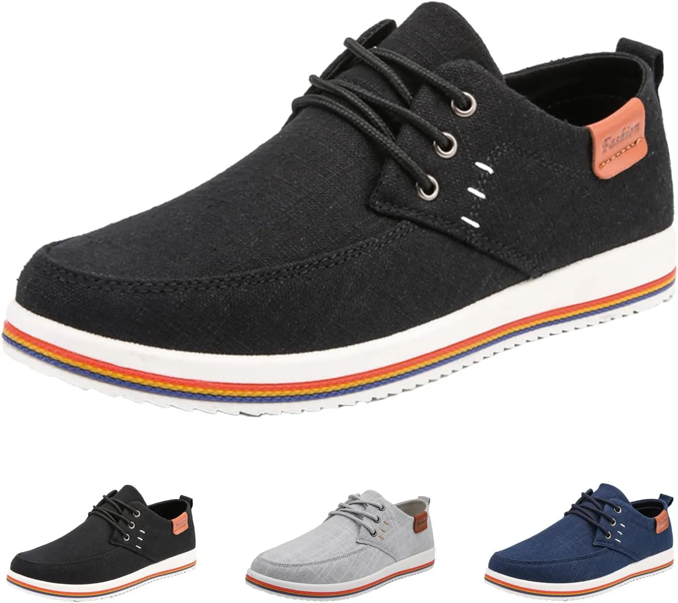 Men's Lightweight Canvas Casual Dress Shoes,Trendy Comfort Breathable Lace-up Non-Slip Business Oxford Sneakers