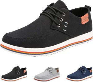 Men's Lightweight Canvas Casual Dress Shoes,Trendy Comfort Breathable Lace-up Non-Slip Business Oxford Sneakers