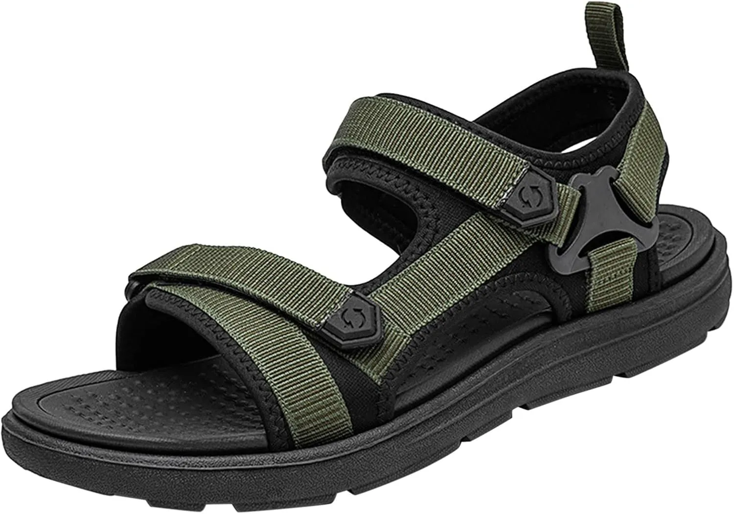 Men's Sandals Leather Sport Open Toes Sandals Casual Elastic Beach Slippers for Summer Men's Fisherman Sandal (Green, 9)