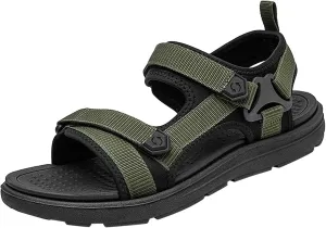 Men's Sandals Leather Sport Open Toes Sandals Casual Elastic Beach Slippers for Summer Men's Fisherman Sandal (Green, 9)