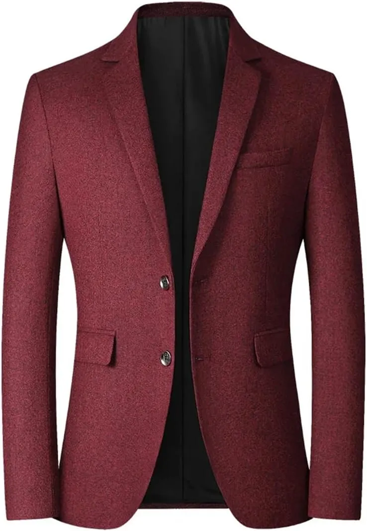 Men’S Slim Fit Single Breasted Notched Collar Long Sleeve Regular Length Business Casual Blazer