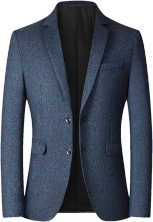 Men’S Slim Fit Single Breasted Notched Collar Long Sleeve Regular Length Business Casual Blazer