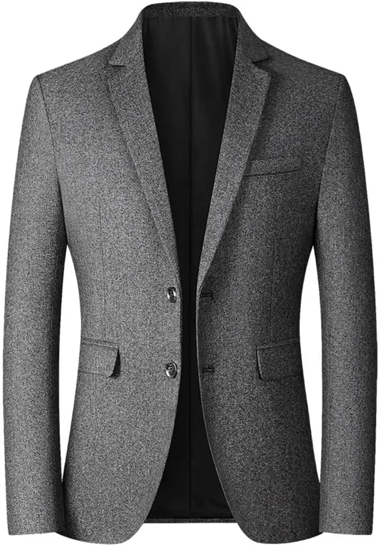 Men’S Slim Fit Single Breasted Notched Collar Long Sleeve Regular Length Business Casual Blazer