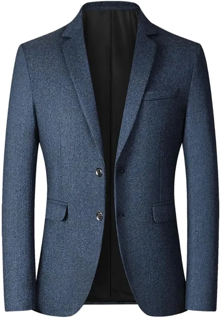 Men’S Slim Fit Single Breasted Notched Collar Long Sleeve Regular Length Business Casual Blazer